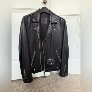 ALLSAINTS Milo Assymetric Zip Leather Biker Jacket